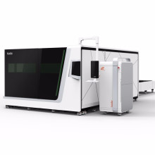 China all covered fiber laser cutting machine with exchanging platform high power